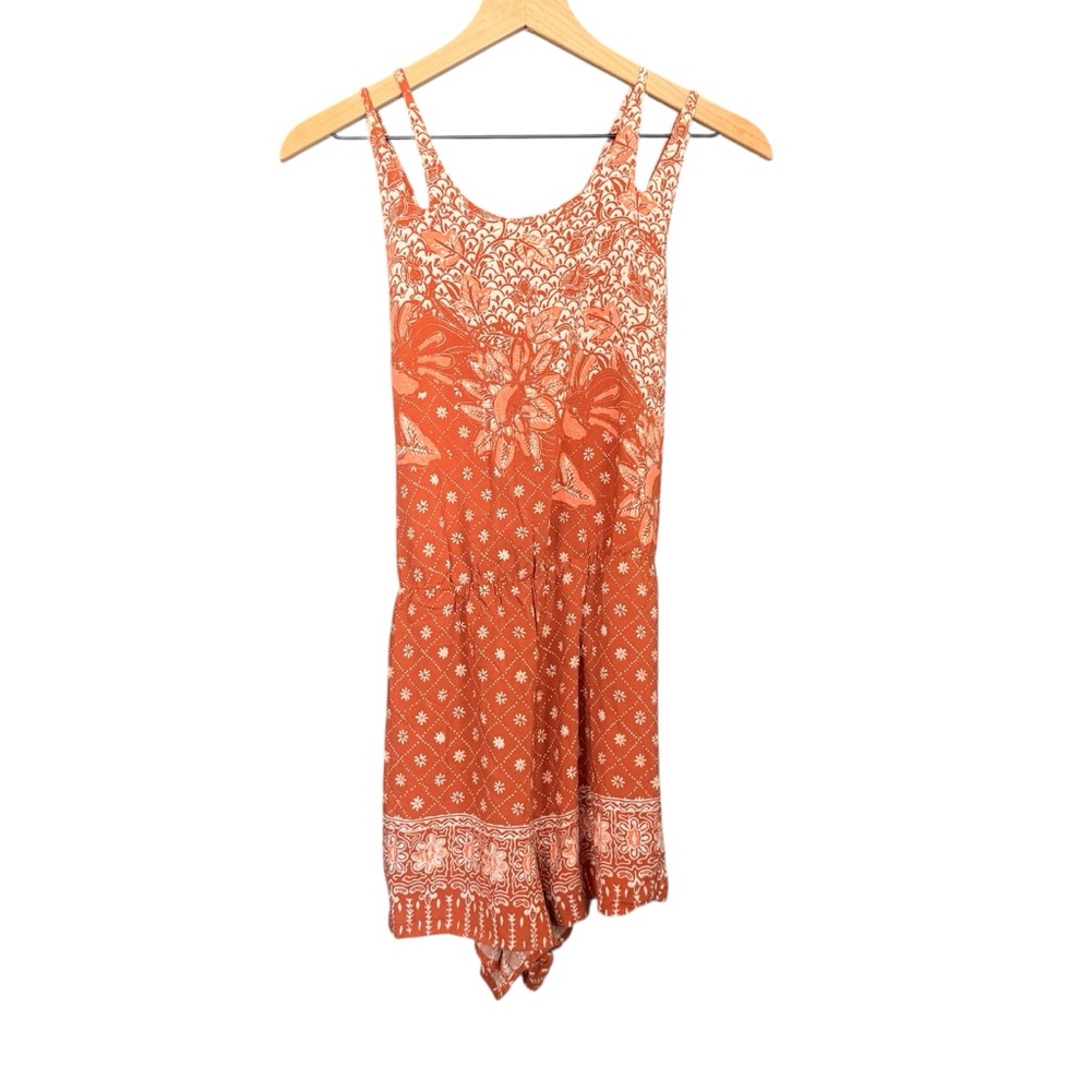 O'Neill Orange Floral Print Sleeveless Romper